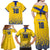 Custom Sweden Football Family Matching Off Shoulder Maxi Dress and Hawaiian Shirt Sveriges herrlandslag i fotboll
