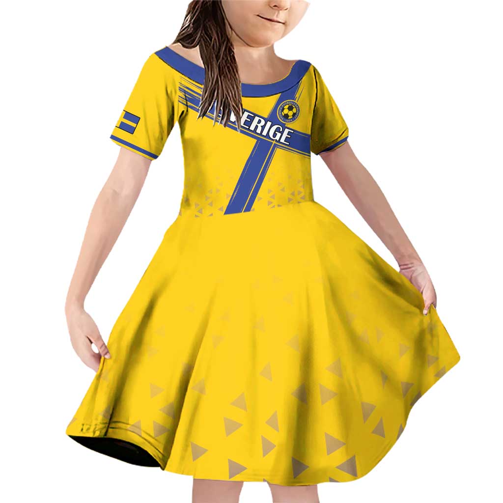 Custom Sweden Football Family Matching Off Shoulder Short Dress and Hawaiian Shirt Sveriges herrlandslag i fotboll