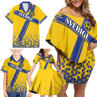 Custom Sweden Football Family Matching Off Shoulder Short Dress and Hawaiian Shirt Sveriges herrlandslag i fotboll