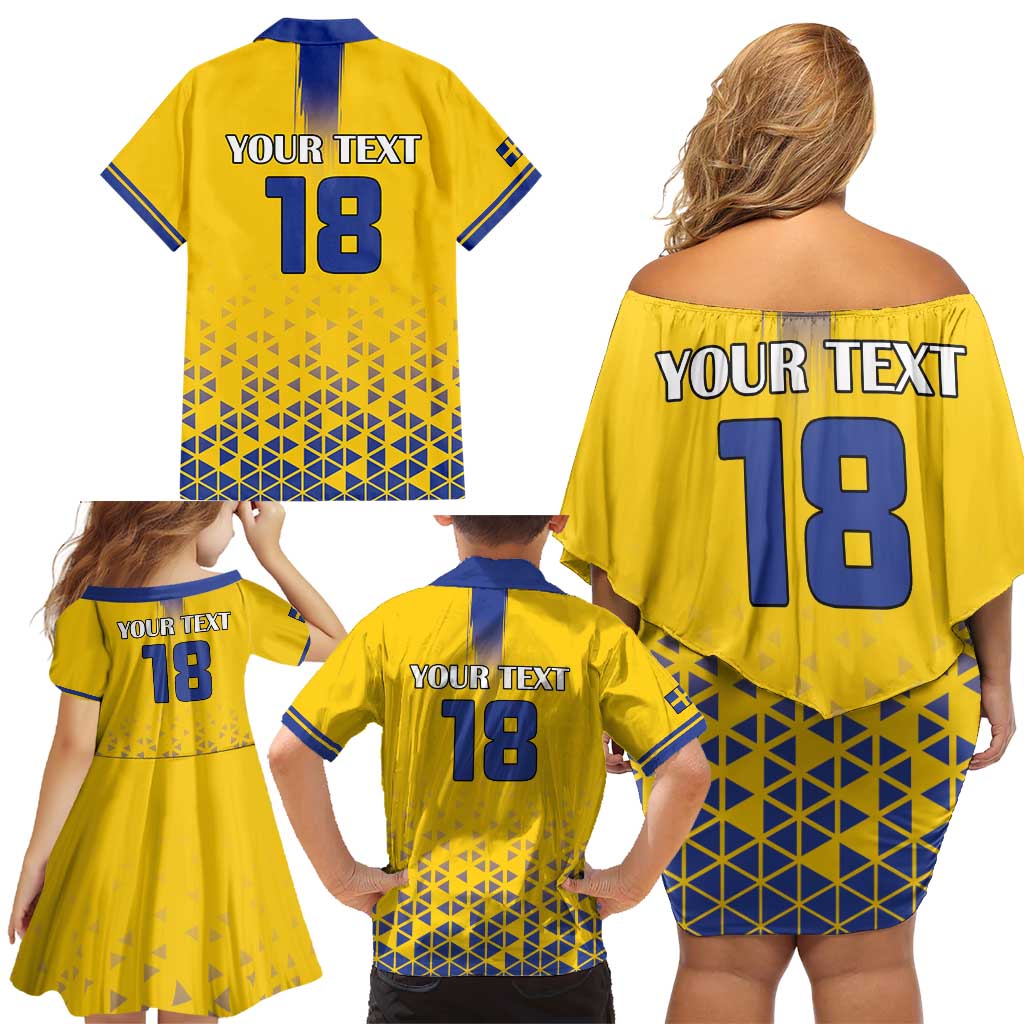 Custom Sweden Football Family Matching Off Shoulder Short Dress and Hawaiian Shirt Sveriges herrlandslag i fotboll
