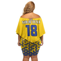 Custom Sweden Football Family Matching Off Shoulder Short Dress and Hawaiian Shirt Sveriges herrlandslag i fotboll