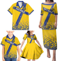 Custom Sweden Football Family Matching Puletasi and Hawaiian Shirt Sveriges herrlandslag i fotboll