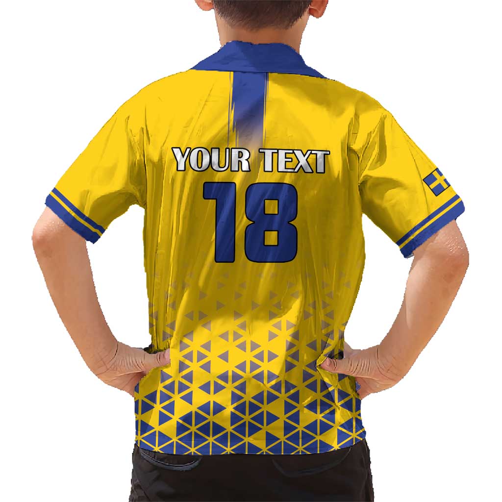 Custom Sweden Football Family Matching Short Sleeve Bodycon Dress and Hawaiian Shirt Sveriges herrlandslag i fotboll