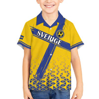 Custom Sweden Football Family Matching Short Sleeve Bodycon Dress and Hawaiian Shirt Sveriges herrlandslag i fotboll