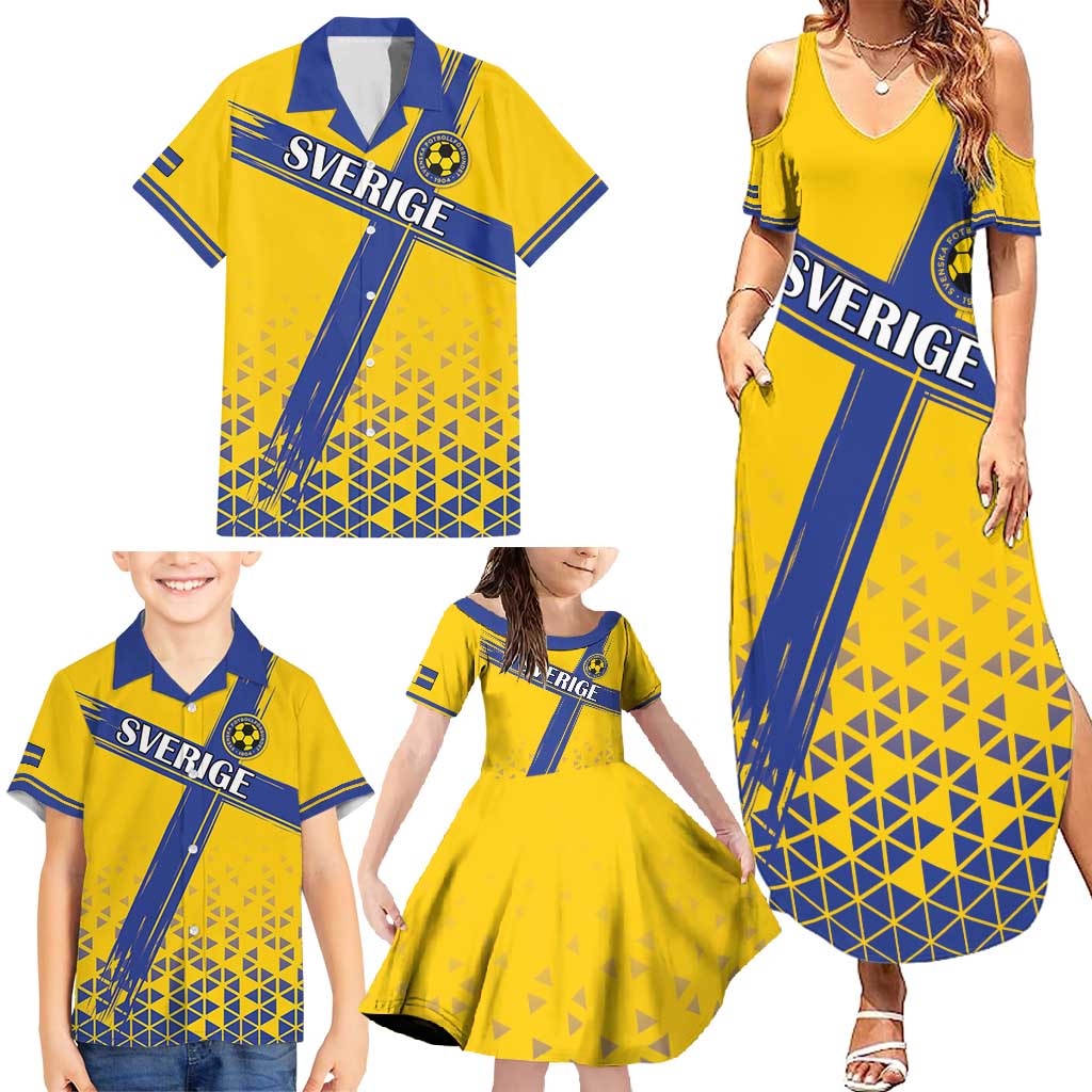 Custom Sweden Football Family Matching Summer Maxi Dress and Hawaiian Shirt Sveriges herrlandslag i fotboll