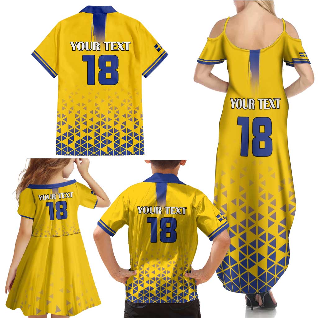 Custom Sweden Football Family Matching Summer Maxi Dress and Hawaiian Shirt Sveriges herrlandslag i fotboll