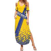 Custom Sweden Football Family Matching Summer Maxi Dress and Hawaiian Shirt Sveriges herrlandslag i fotboll
