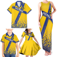 Custom Sweden Football Family Matching Tank Maxi Dress and Hawaiian Shirt Sveriges herrlandslag i fotboll