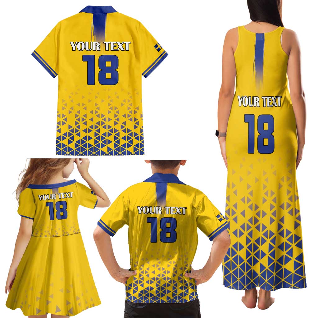 Custom Sweden Football Family Matching Tank Maxi Dress and Hawaiian Shirt Sveriges herrlandslag i fotboll