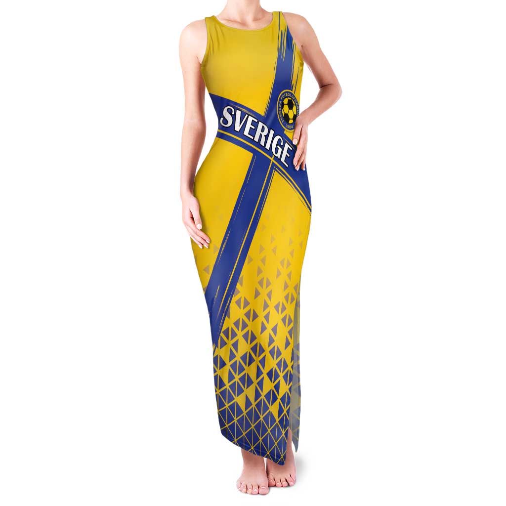Custom Sweden Football Family Matching Tank Maxi Dress and Hawaiian Shirt Sveriges herrlandslag i fotboll