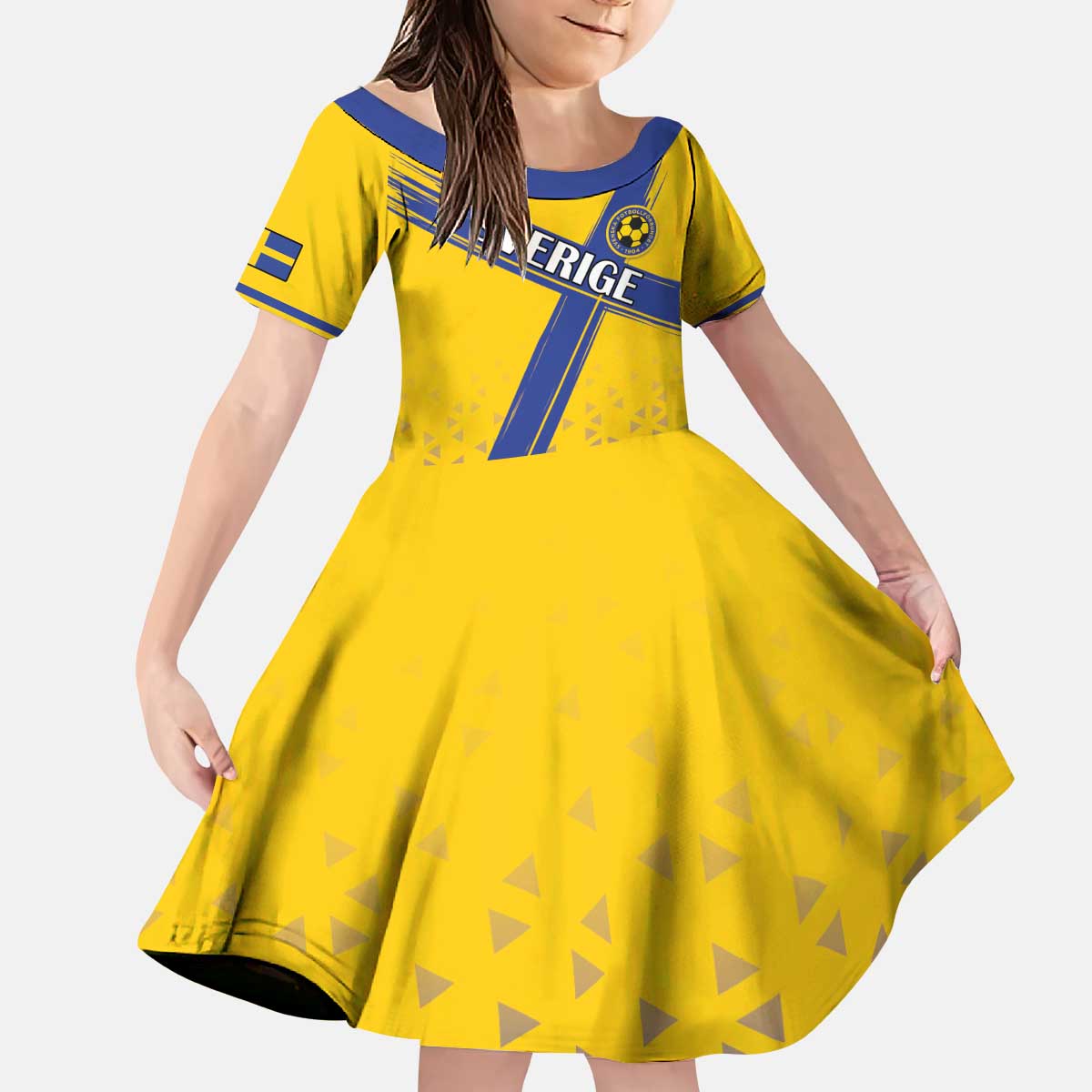 Custom Sweden Football Kid Short Sleeve Dress Sveriges herrlandslag i fotboll