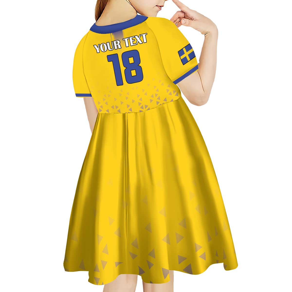 Custom Sweden Football Kid Short Sleeve Dress Sveriges herrlandslag i fotboll
