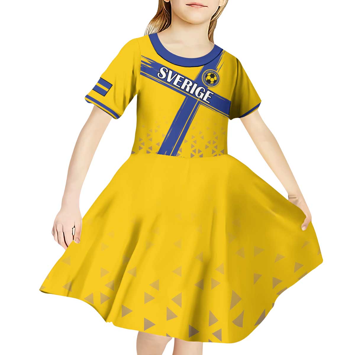 Custom Sweden Football Kid Short Sleeve Dress Sveriges herrlandslag i fotboll
