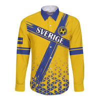 Custom Sweden Football Long Sleeve Button Shirt Sveriges herrlandslag i fotboll