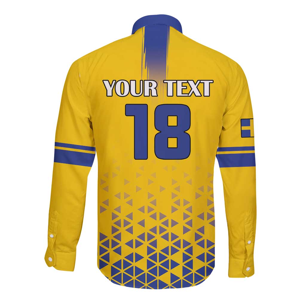 Custom Sweden Football Long Sleeve Button Shirt Sveriges herrlandslag i fotboll