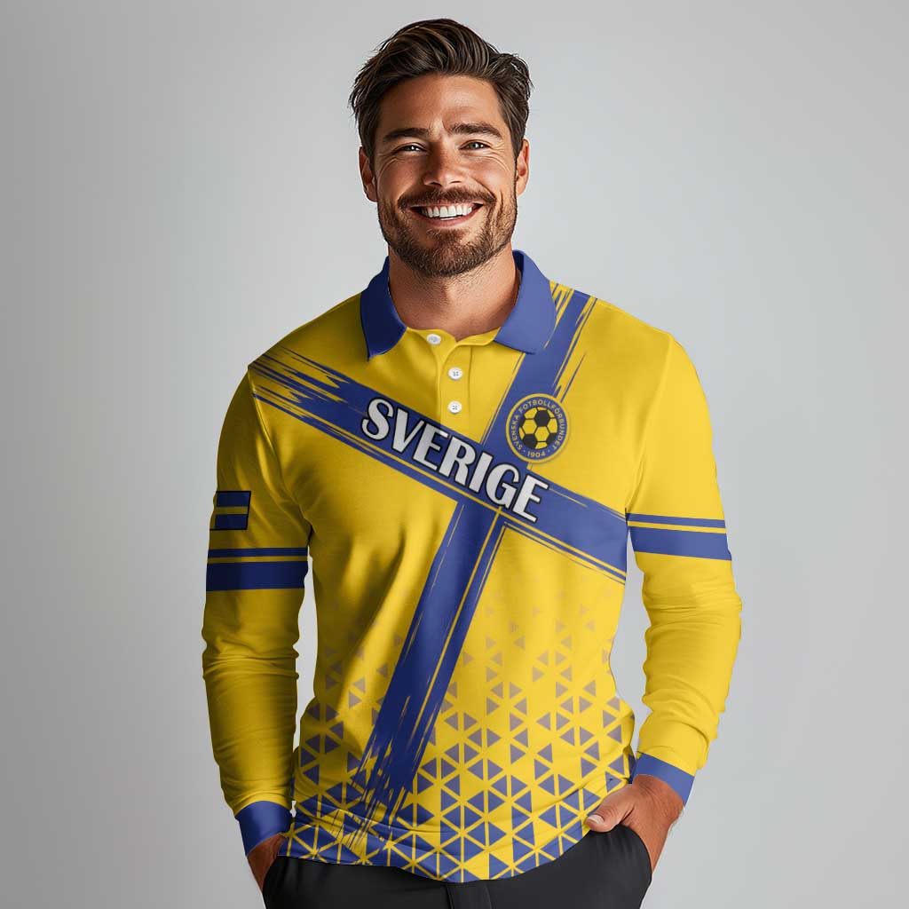 Custom Sweden Football Long Sleeve Polo Shirt Sveriges herrlandslag i fotboll