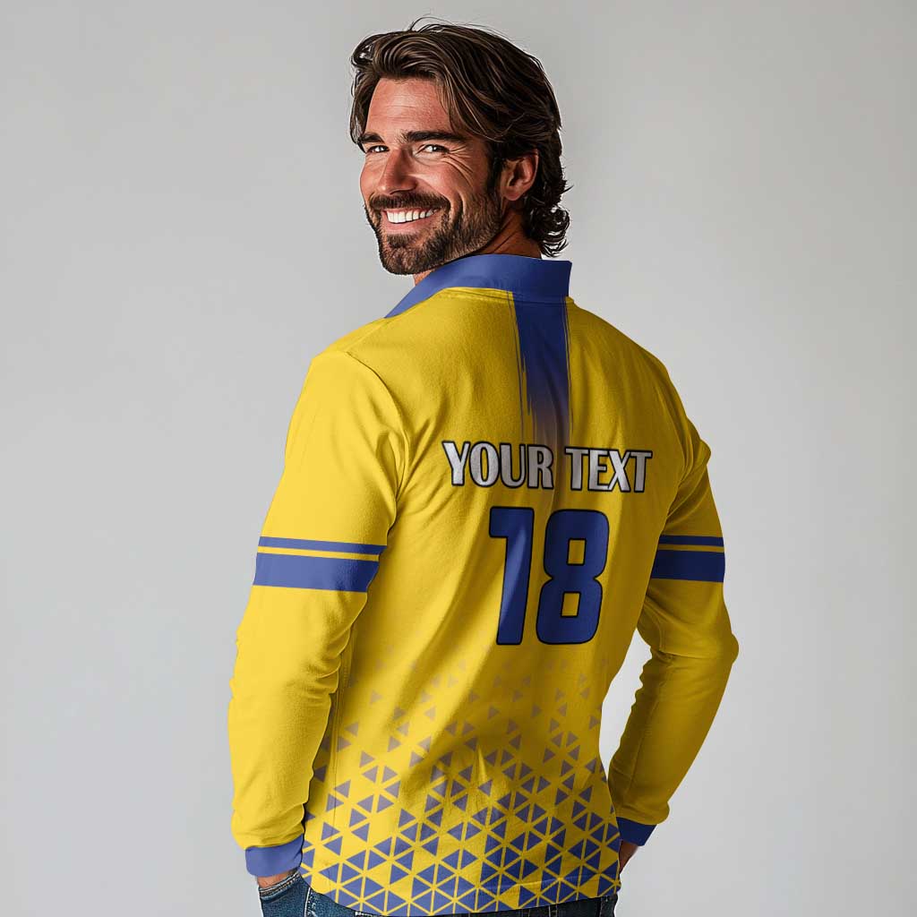 Custom Sweden Football Long Sleeve Polo Shirt Sveriges herrlandslag i fotboll