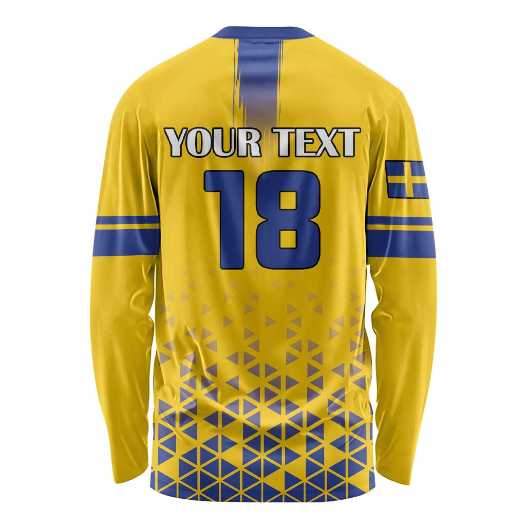 Custom Sweden Football Long Sleeve Shirt Sveriges herrlandslag i fotboll