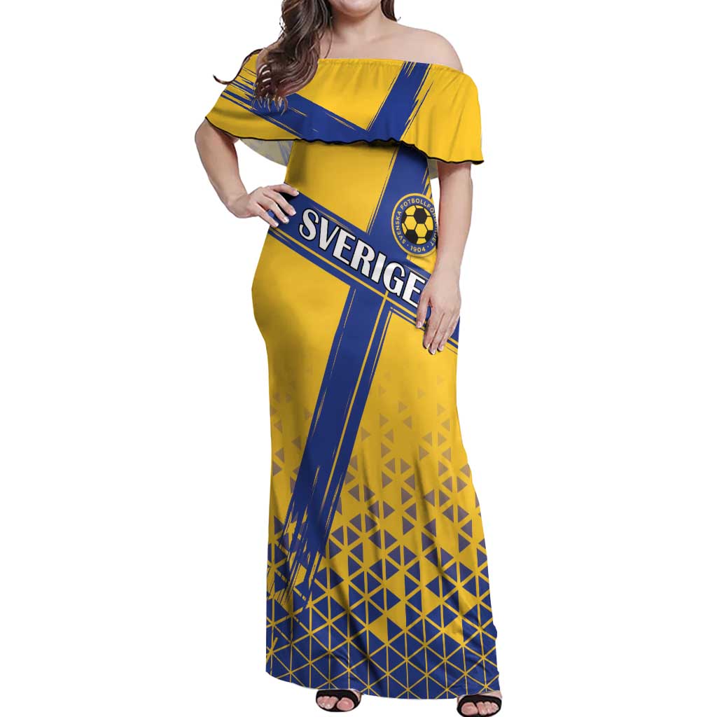 Custom Sweden Football Off Shoulder Maxi Dress Sveriges herrlandslag i fotboll