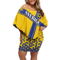 Custom Sweden Football Off Shoulder Short Dress Sveriges herrlandslag i fotboll