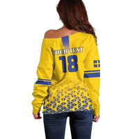 Custom Sweden Football Off Shoulder Sweater Sveriges herrlandslag i fotboll