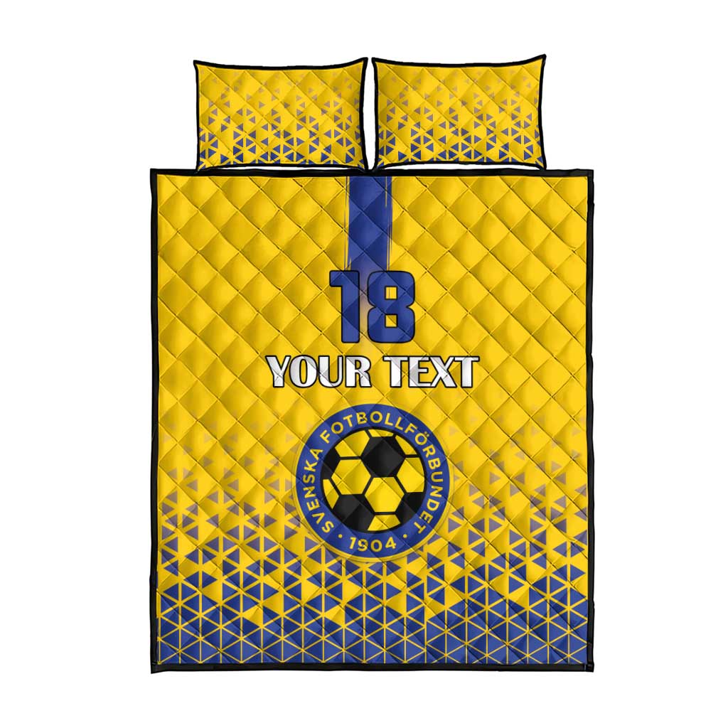 Custom Sweden Football Quilt Bed Set Sveriges herrlandslag i fotboll