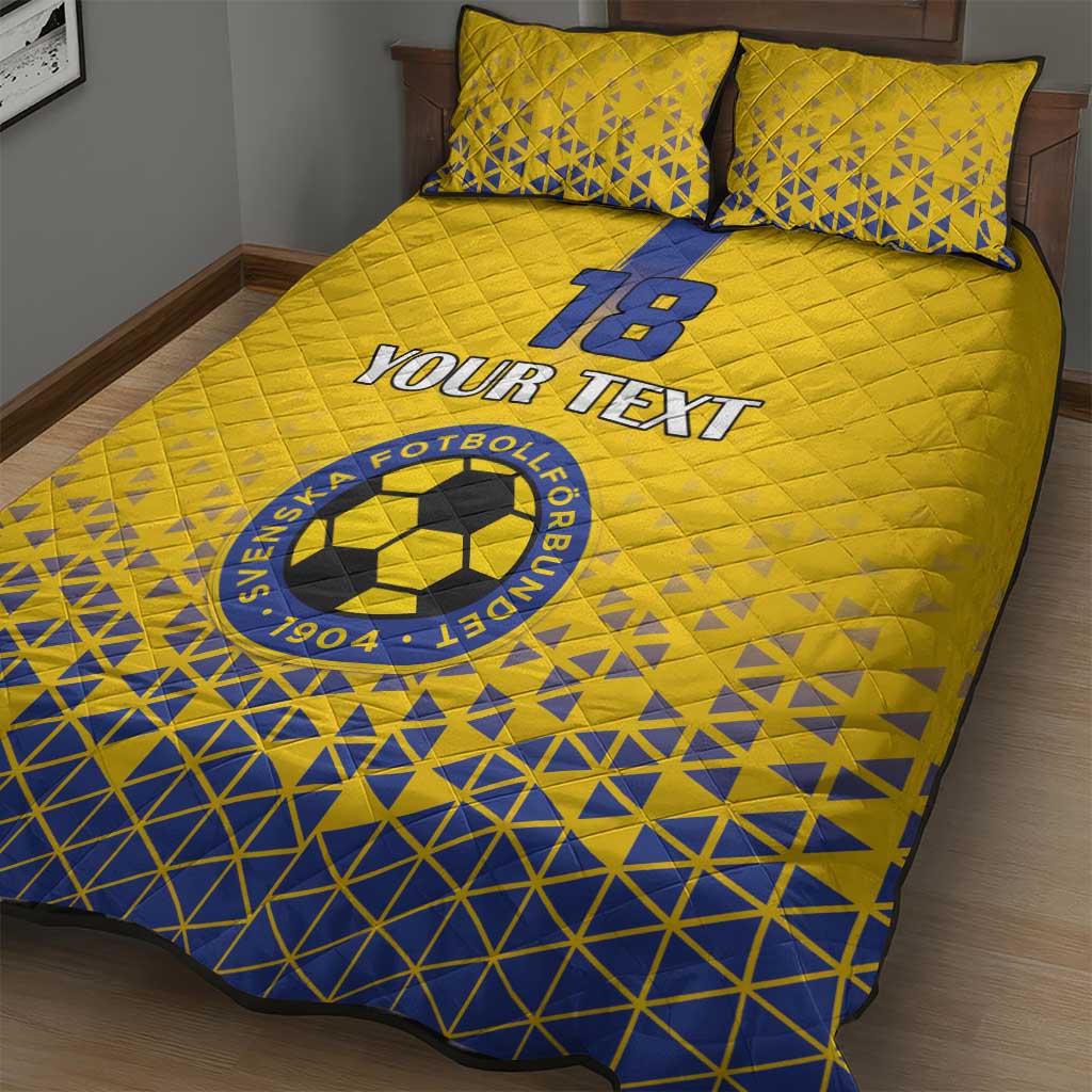 Custom Sweden Football Quilt Bed Set Sveriges herrlandslag i fotboll
