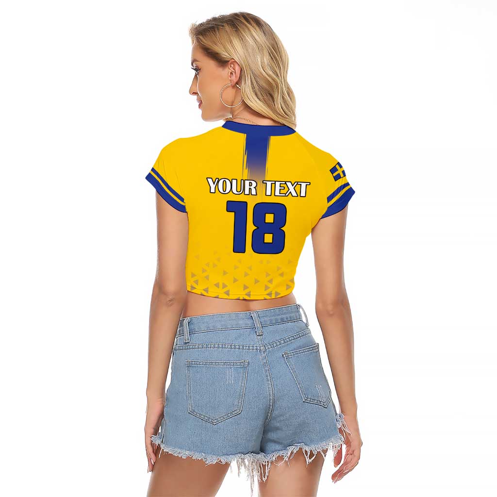 Custom Sweden Football Raglan Cropped T Shirt Sveriges herrlandslag i fotboll