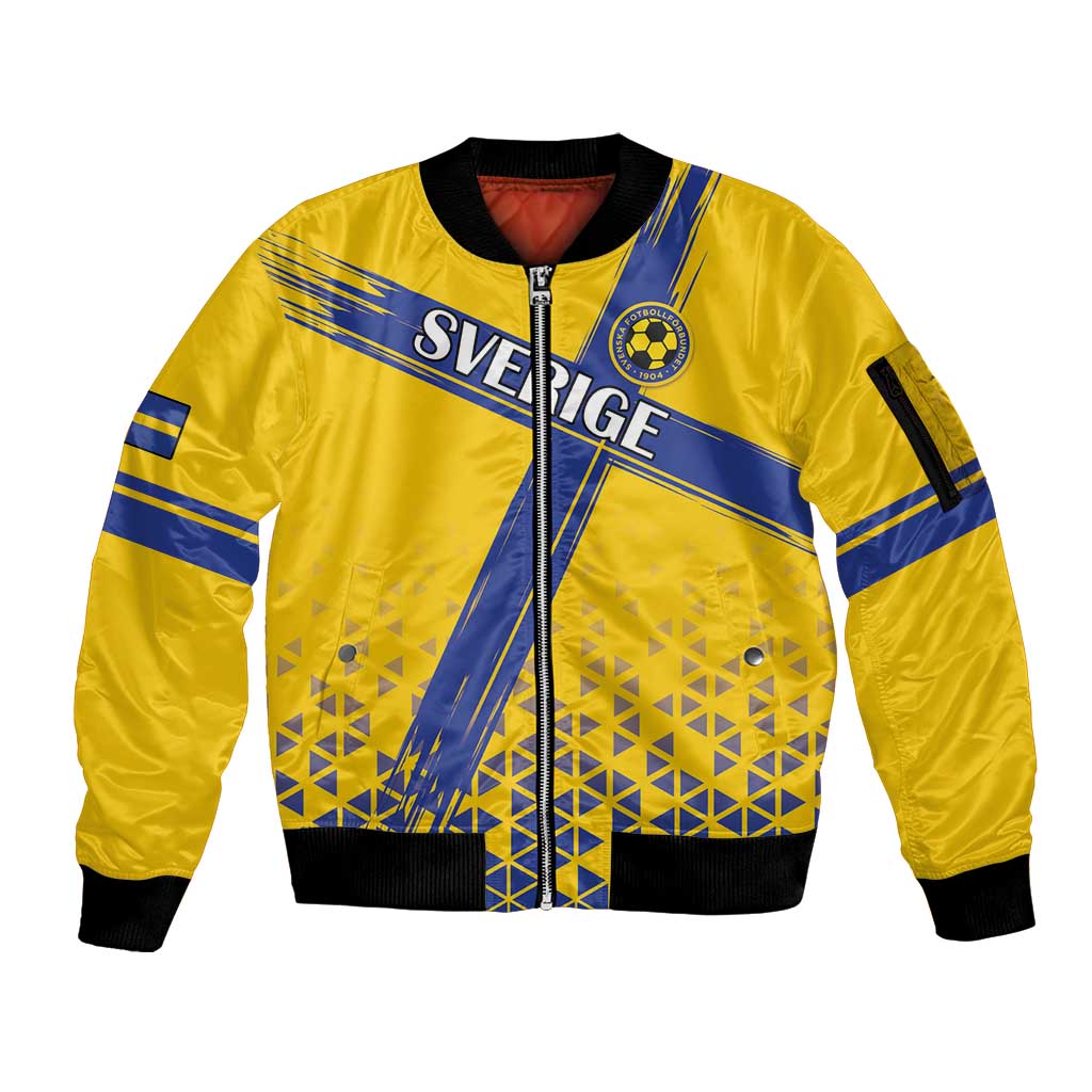 Custom Sweden Football Sleeve Zip Bomber Jacket Sveriges herrlandslag i fotboll