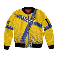 Custom Sweden Football Sleeve Zip Bomber Jacket Sveriges herrlandslag i fotboll