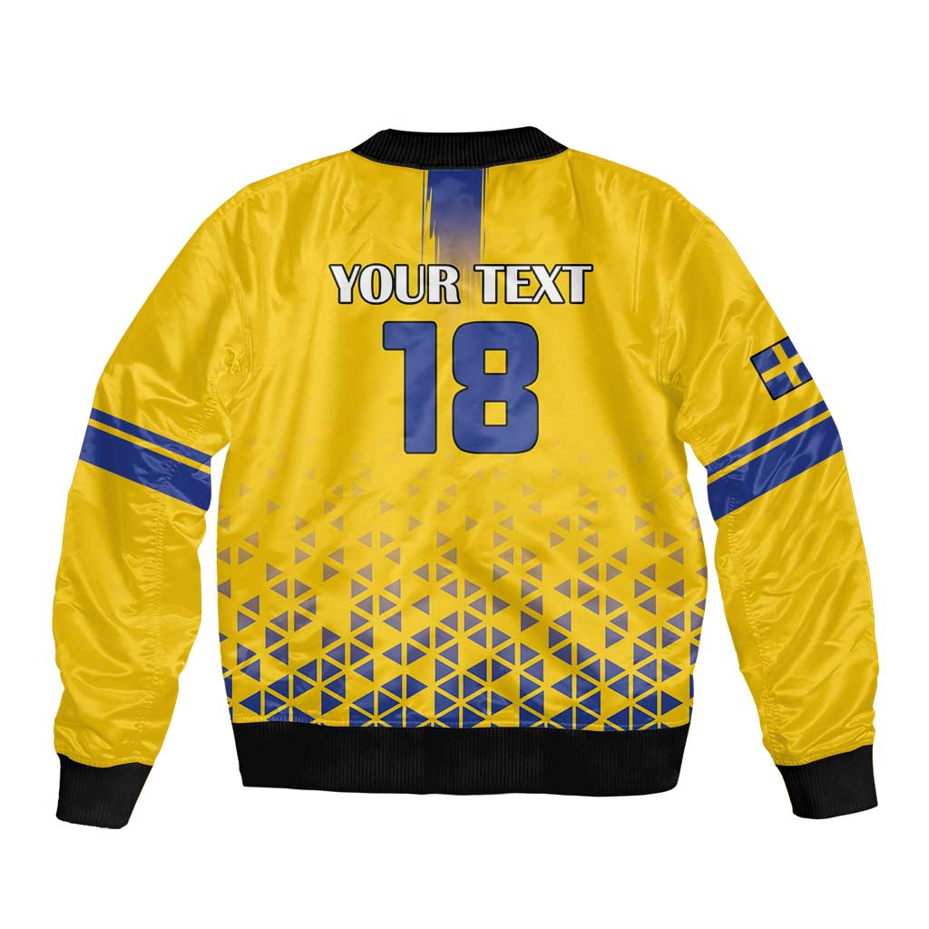 Custom Sweden Football Sleeve Zip Bomber Jacket Sveriges herrlandslag i fotboll