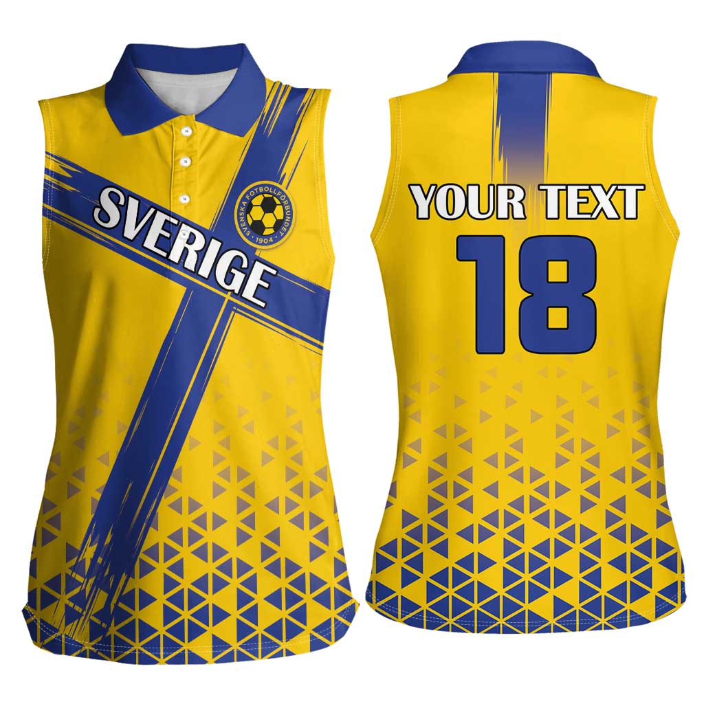 Custom Sweden Football Women Sleeveless Polo Shirt Sveriges herrlandslag i fotboll
