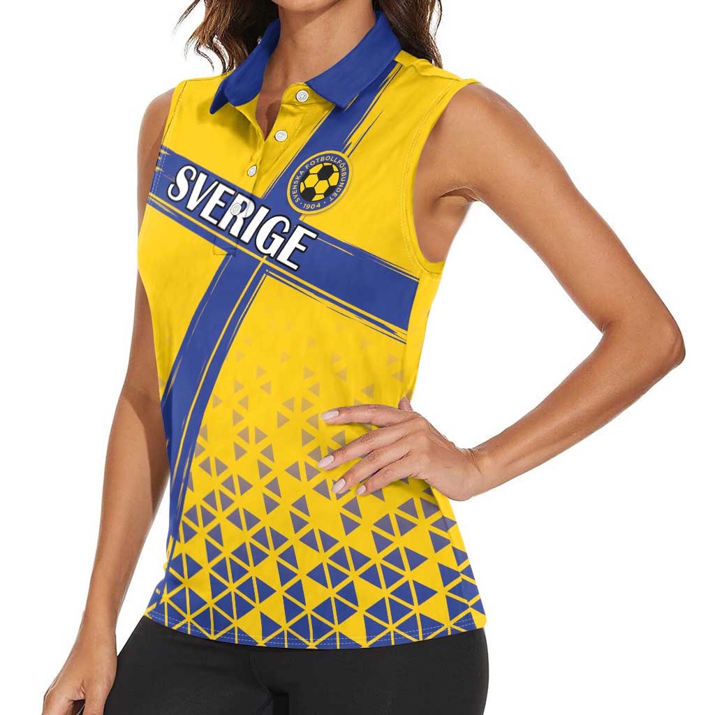 Custom Sweden Football Women Sleeveless Polo Shirt Sveriges herrlandslag i fotboll