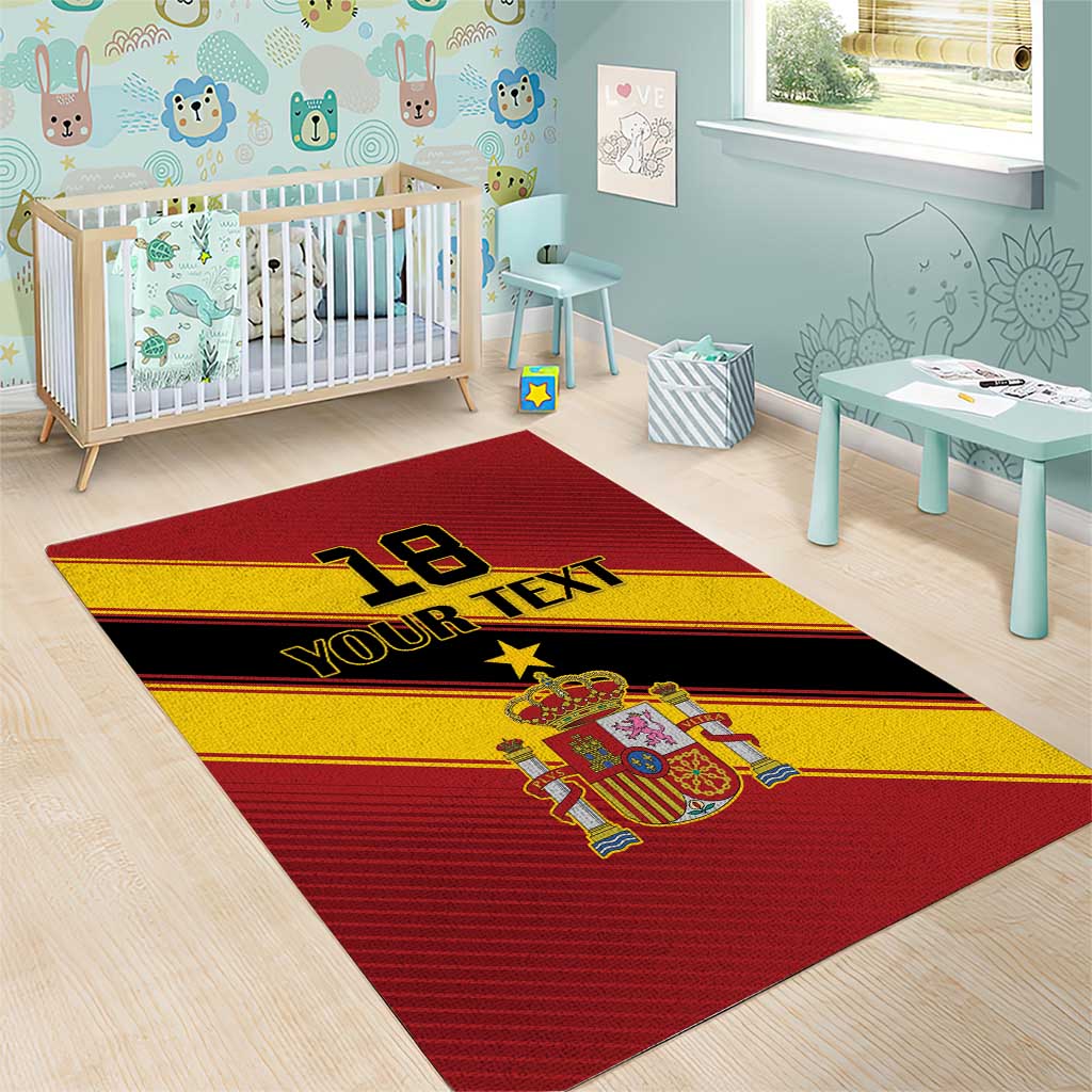 Custom Spain Football Area Rug Come On La Roja Sporty Style
