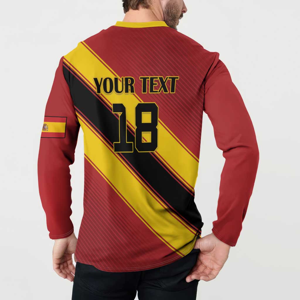 Custom Spain Football Button Sweatshirt Come On La Roja Sporty Style