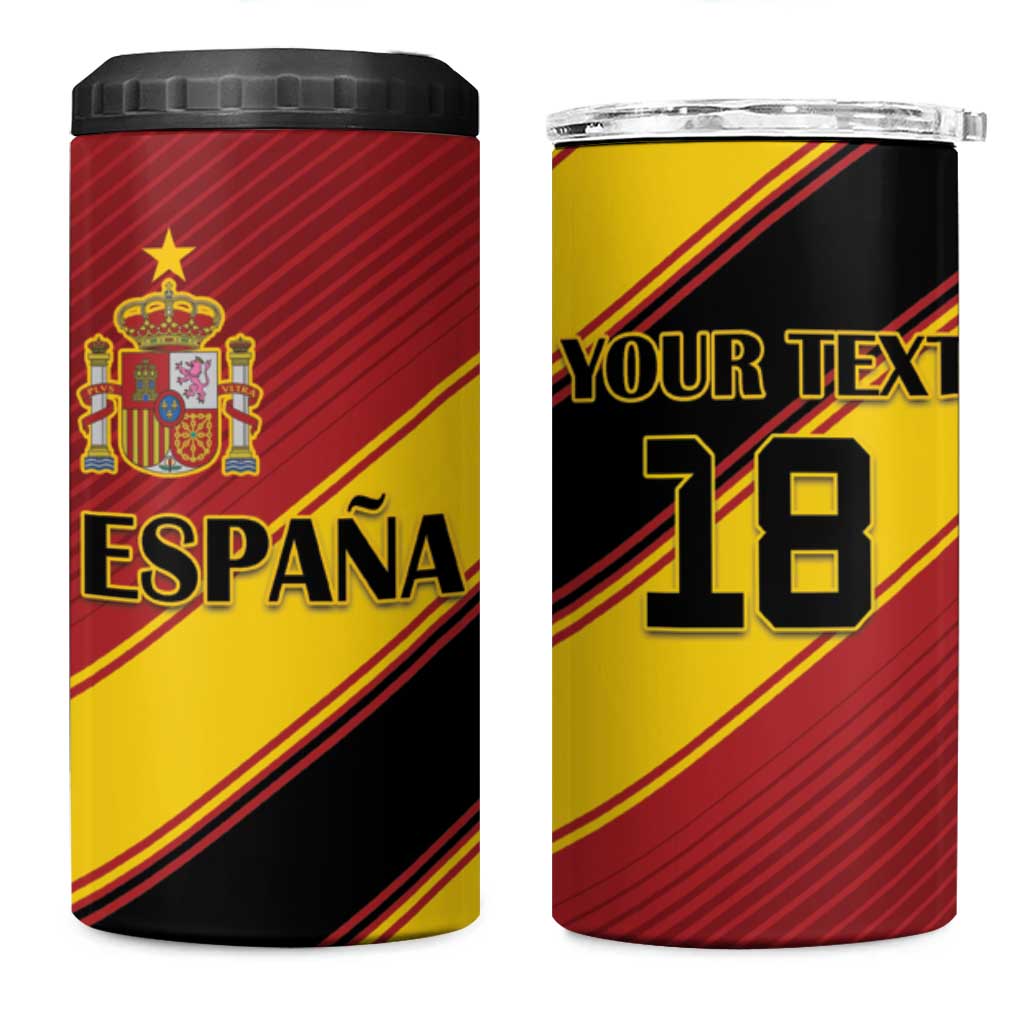 Custom Spain Football 4 in 1 Can Cooler Tumbler Come On La Roja Sporty Style