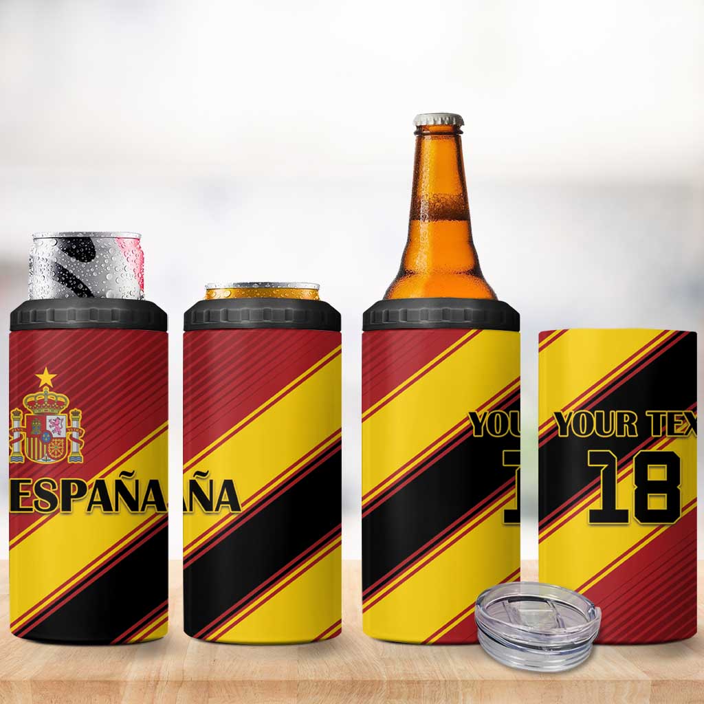 Custom Spain Football 4 in 1 Can Cooler Tumbler Come On La Roja Sporty Style