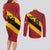 Custom Spain Football Couples Matching Long Sleeve Bodycon Dress and Long Sleeve Button Shirt Come On La Roja Sporty Style