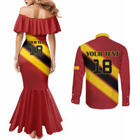 Custom Spain Football Couples Matching Mermaid Dress and Long Sleeve Button Shirt Come On La Roja Sporty Style
