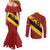 Custom Spain Football Couples Matching Mermaid Dress and Long Sleeve Button Shirt Come On La Roja Sporty Style