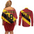 Custom Spain Football Couples Matching Off Shoulder Short Dress and Long Sleeve Button Shirt Come On La Roja Sporty Style