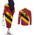 Custom Spain Football Couples Matching Off The Shoulder Long Sleeve Dress and Long Sleeve Button Shirt Come On La Roja Sporty Style