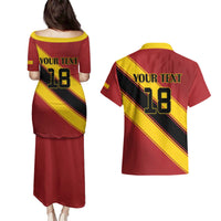 Custom Spain Football Couples Matching Puletasi and Hawaiian Shirt Come On La Roja Sporty Style