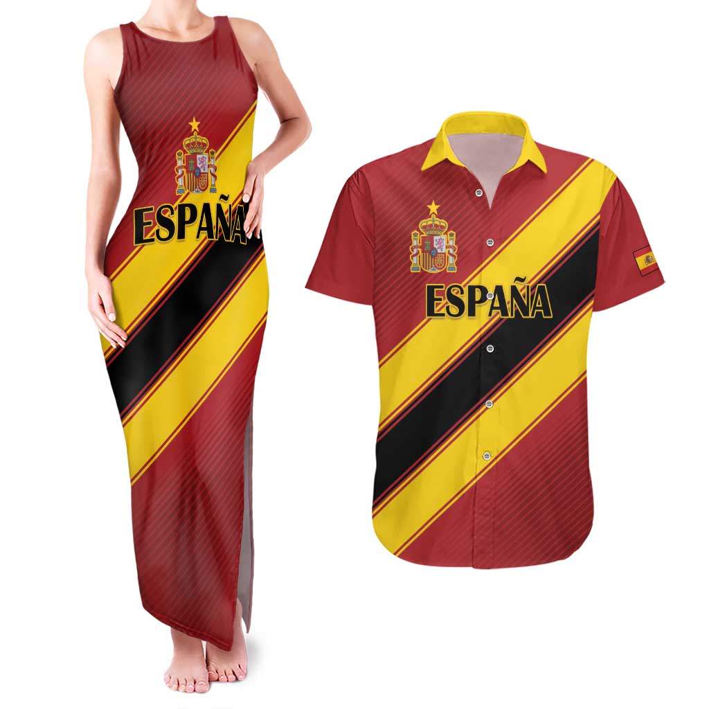 Custom Spain Football Couples Matching Tank Maxi Dress and Hawaiian Shirt Come On La Roja Sporty Style