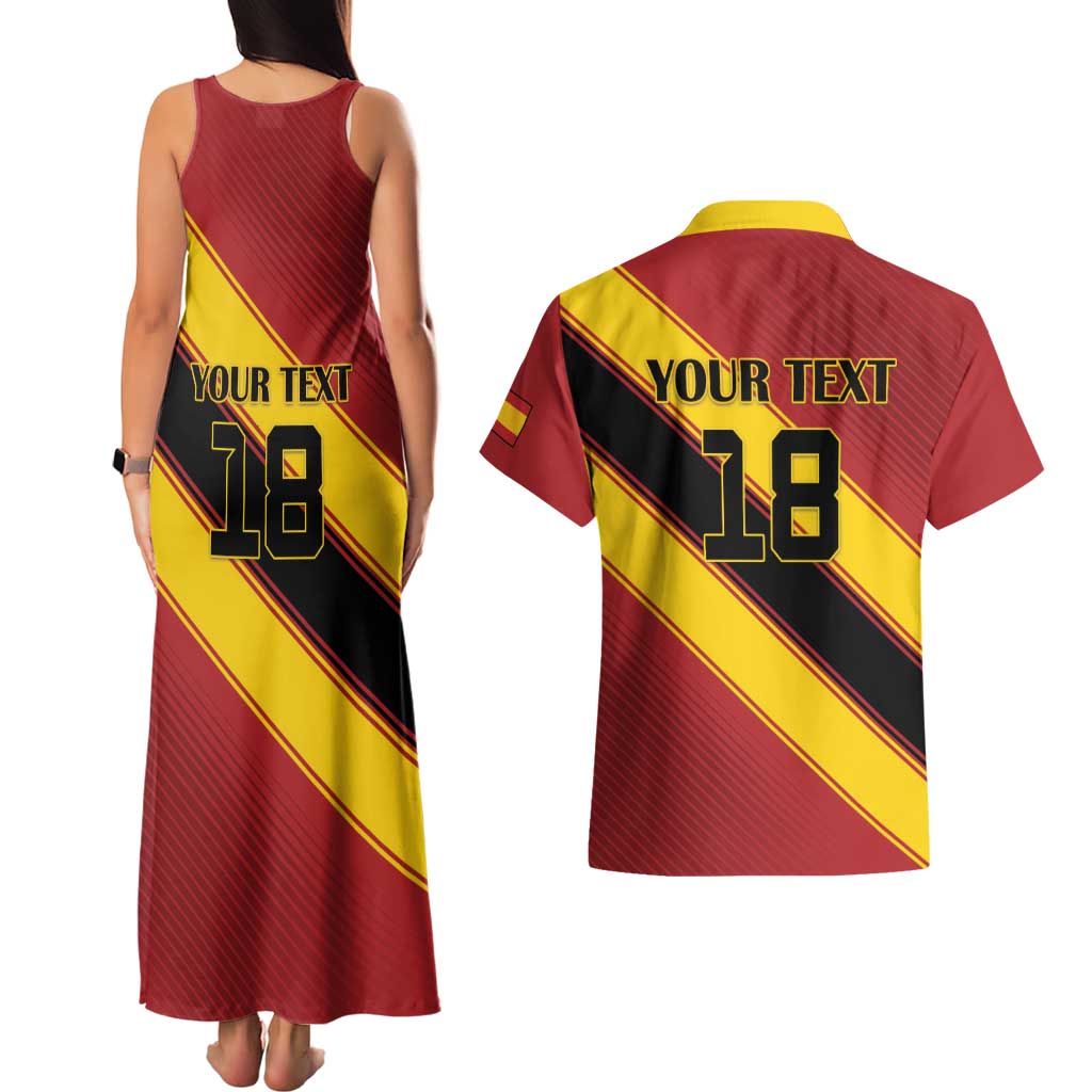 Custom Spain Football Couples Matching Tank Maxi Dress and Hawaiian Shirt Come On La Roja Sporty Style