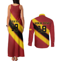 Custom Spain Football Couples Matching Tank Maxi Dress and Long Sleeve Button Shirt Come On La Roja Sporty Style