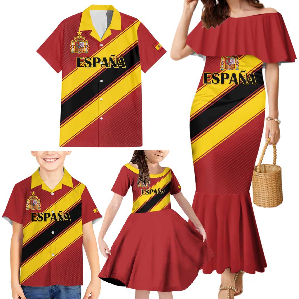 Custom Spain Football Family Matching Mermaid Dress and Hawaiian Shirt Come On La Roja Sporty Style