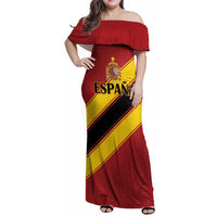 Custom Spain Football Family Matching Off Shoulder Maxi Dress and Hawaiian Shirt Come On La Roja Sporty Style