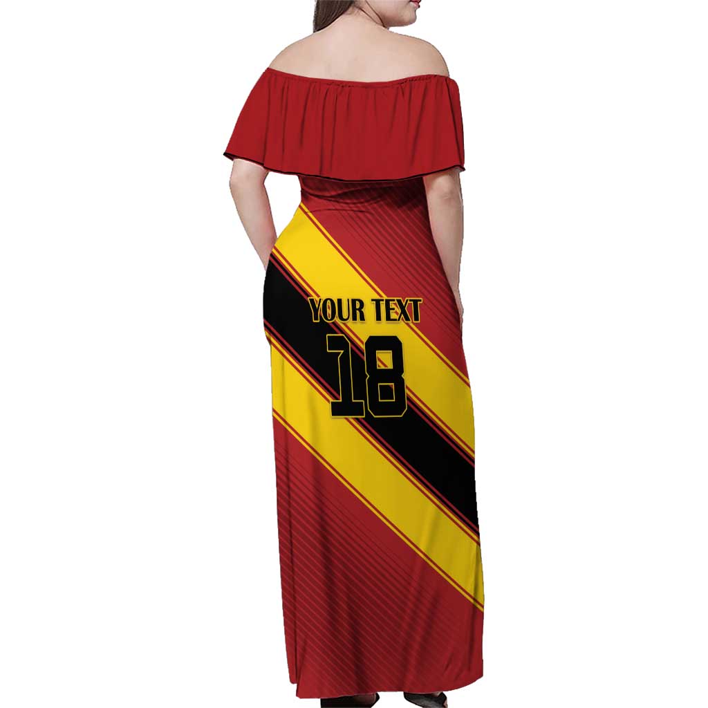 Custom Spain Football Family Matching Off Shoulder Maxi Dress and Hawaiian Shirt Come On La Roja Sporty Style