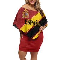 Custom Spain Football Family Matching Off Shoulder Short Dress and Hawaiian Shirt Come On La Roja Sporty Style